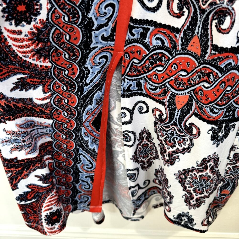 Kate & Mallory White Paisley-Print Midi Dress with Red, Blue and Black Accents - Picture 4 of 13